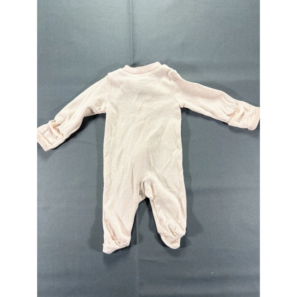 Carters Babygirl Pink And White Striped Zip Up One Piece Pajama Size Newborn